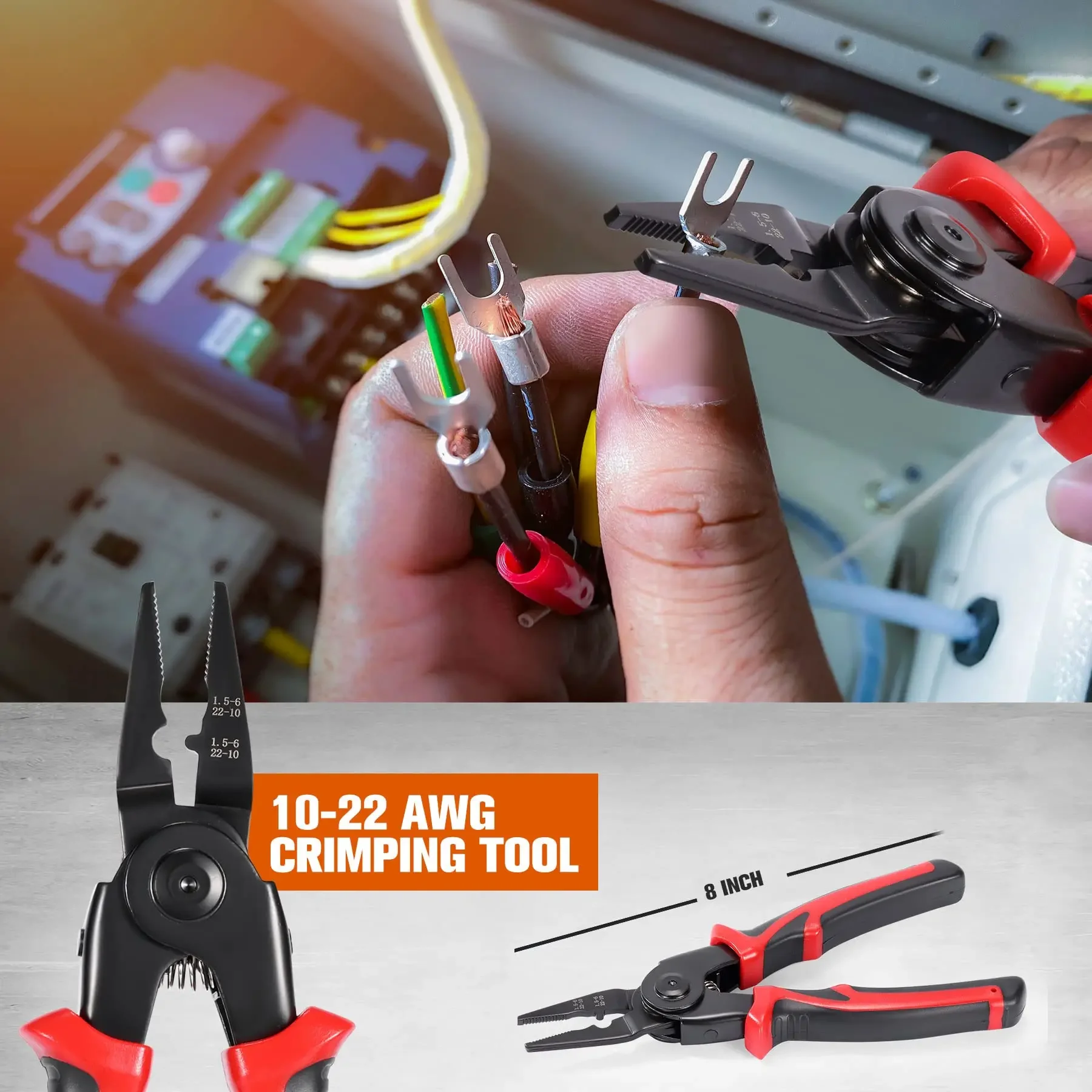 5 In 1 Versatile Tool Kit Plier Tool Set with Linesman Plier Wire Stripper Crimping Tools Sheet Metal Shear and Diagonal Plier