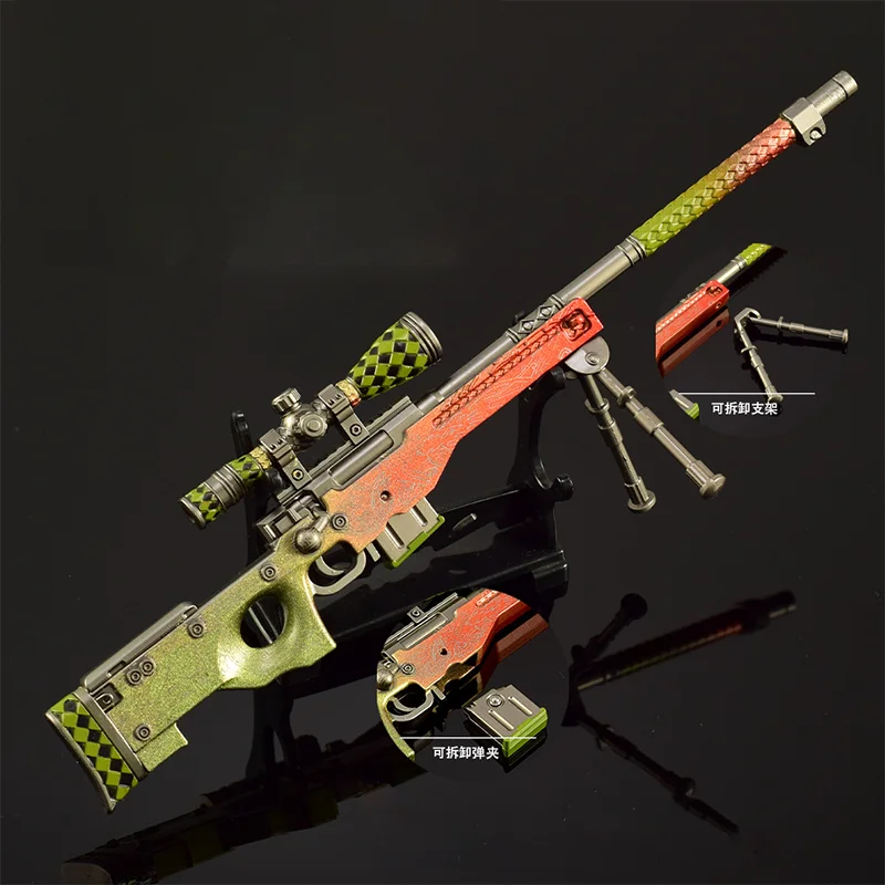 Rifle de francotirador AWP de 22cm, juego de Color degradado Legend of The Dragon, colección militar, modelo de pistola, adornos artesanales totalmente metálicos, regalos