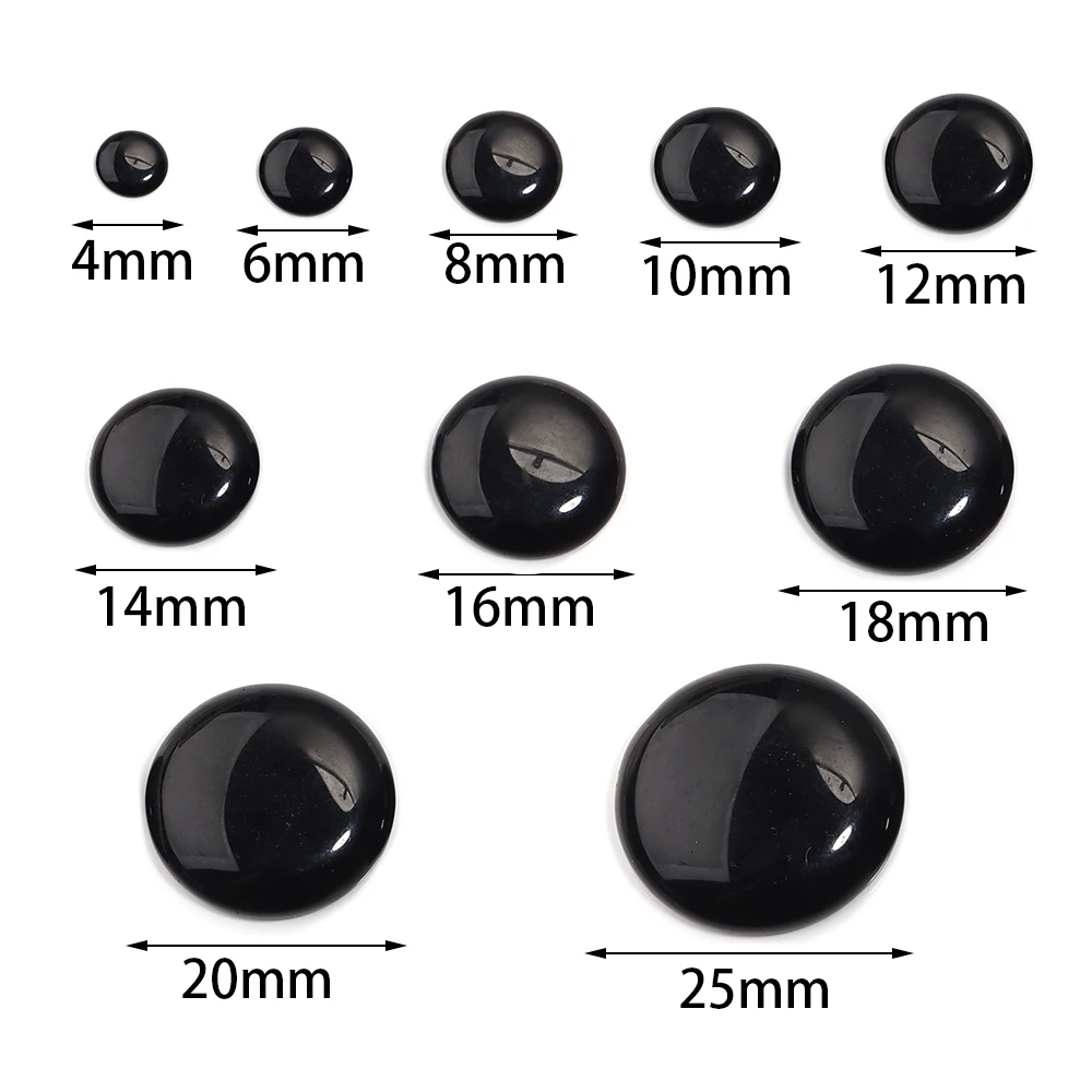 5/10pcs Natural Stone Cabochon Black Agate Round Flatback Cabochon Loose Beads For Jewelry Making DIY Ring Pendants Accessories