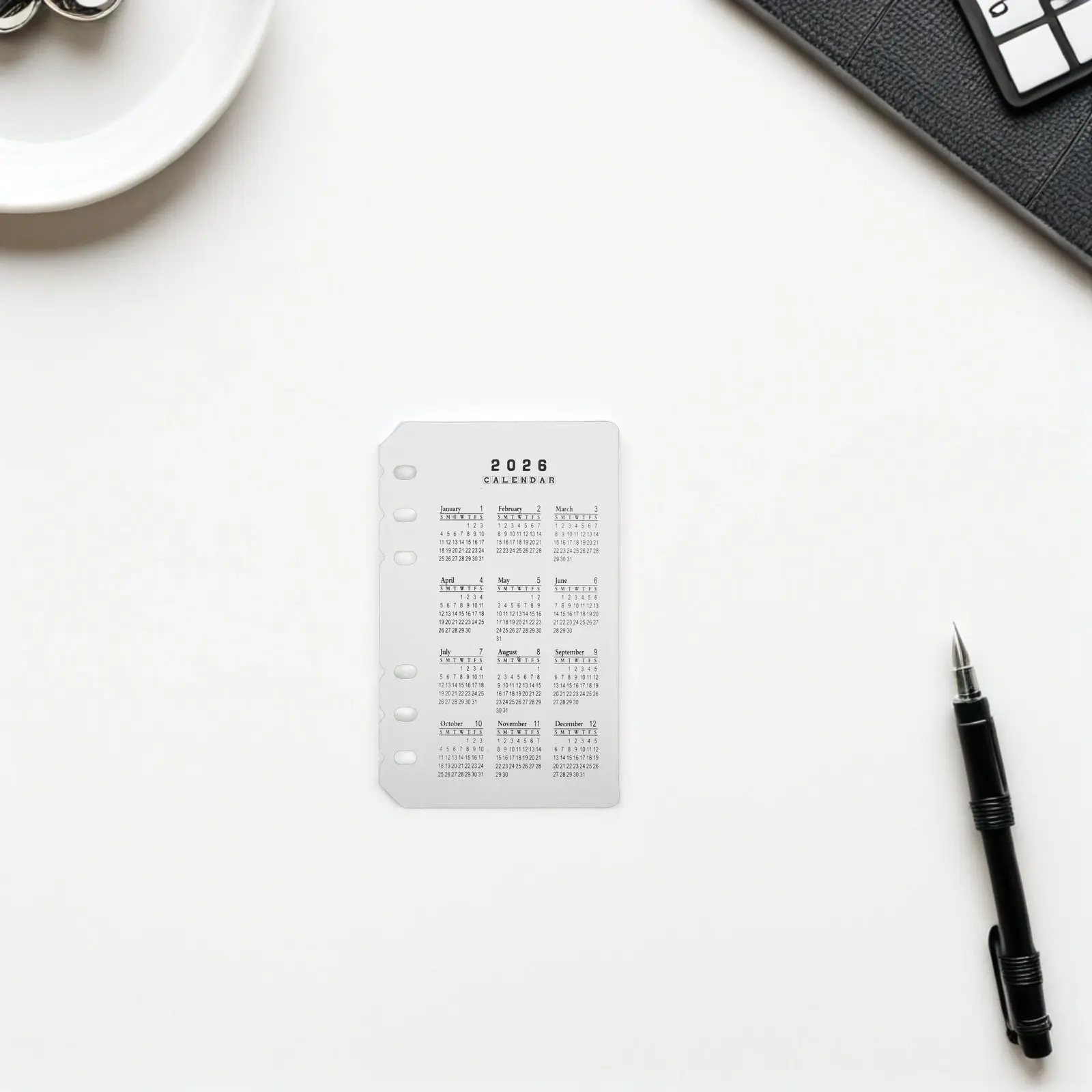 

4Pcs Frosted Calendar Dividers Plastic 6-Hole A6 Binder Inserts 2026 Date Organization Planner Notebook Office Supplies