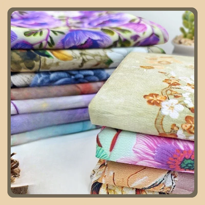 

Tree bark wrinkle texture digital printed cotton fabric breathable elastic for spring summer womens clothing DIY garden fabric