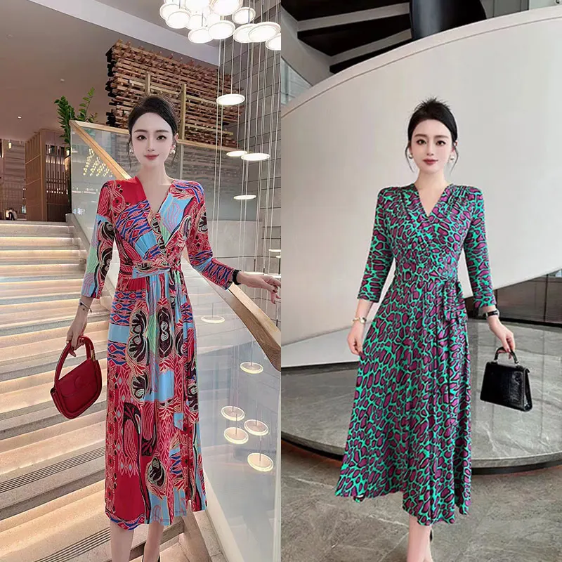 Fashionable and elegant printed design dress with exclusive style, noble and slimming women's clothing, high-qualit #153 B2-33