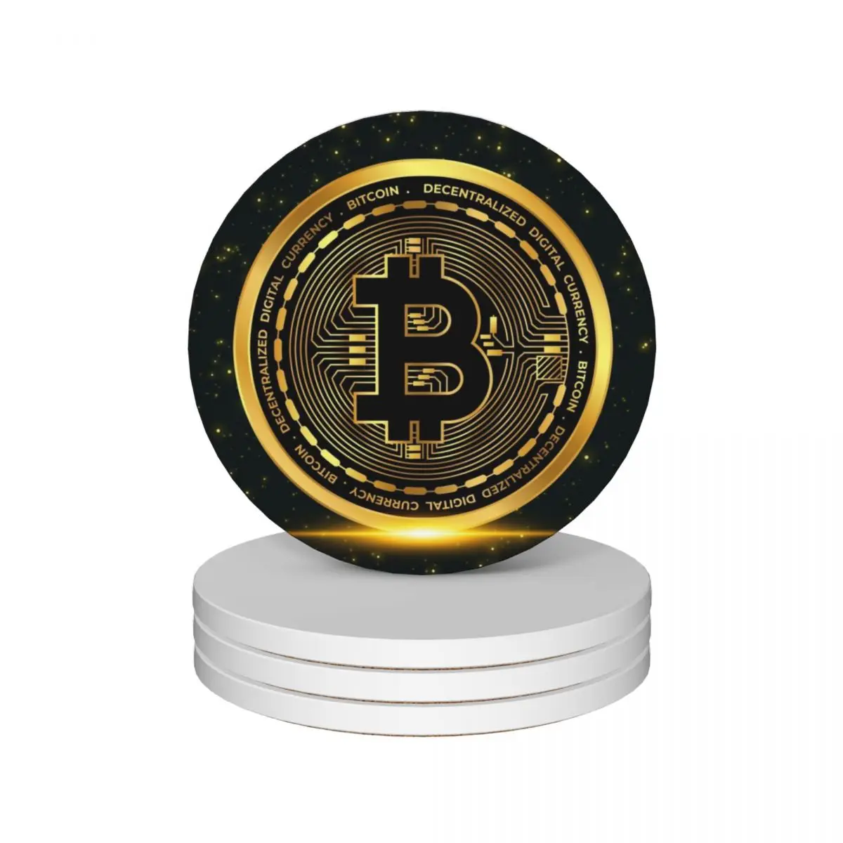 

Bitcoin Crypto Ceramic Coasters (Set of 4) Cup mat mat for dishes teapot mat Coasters