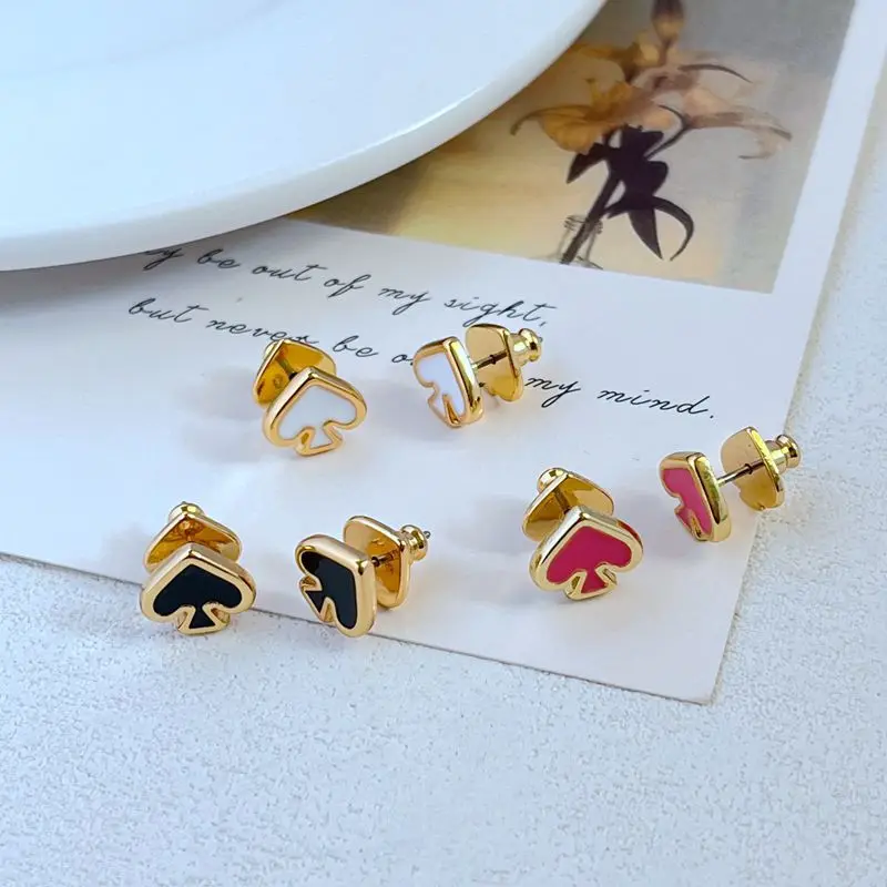 Affordable Luxury Fashion Commuter Candy Color Enamel Glaze Inlaid Spade Modeling Metal Stud Earrings