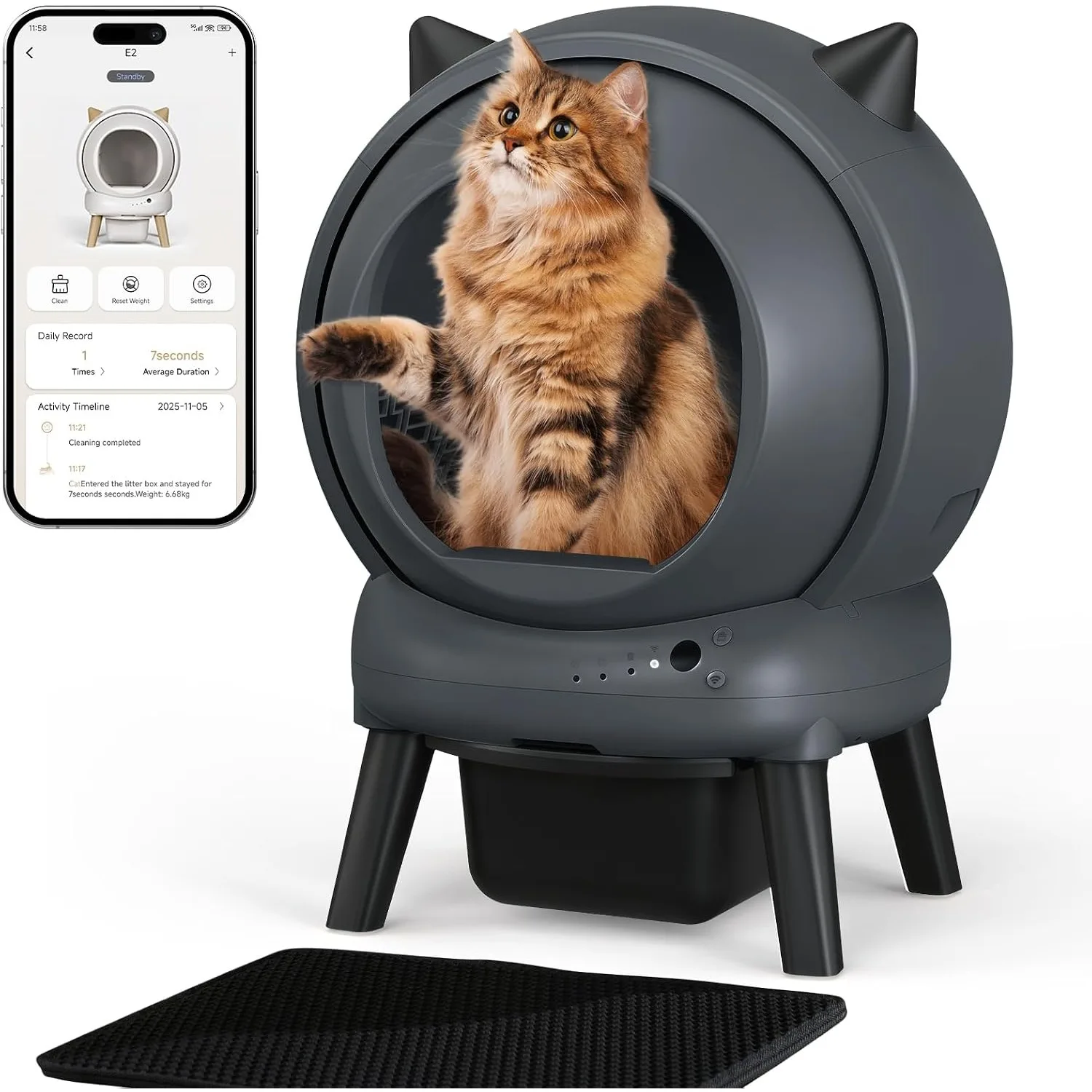 Smart E2 Automatic Self Cleaning Cat Litter Box for Multiple Cats | Self-Cleaning Litter Box, Safety Sensor Anti-Pinch