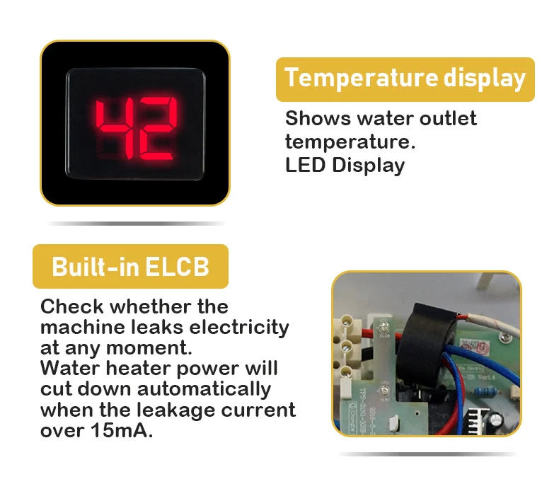 ベストセラーの電気タンクレス給湯器（シャワーおよび業務用）