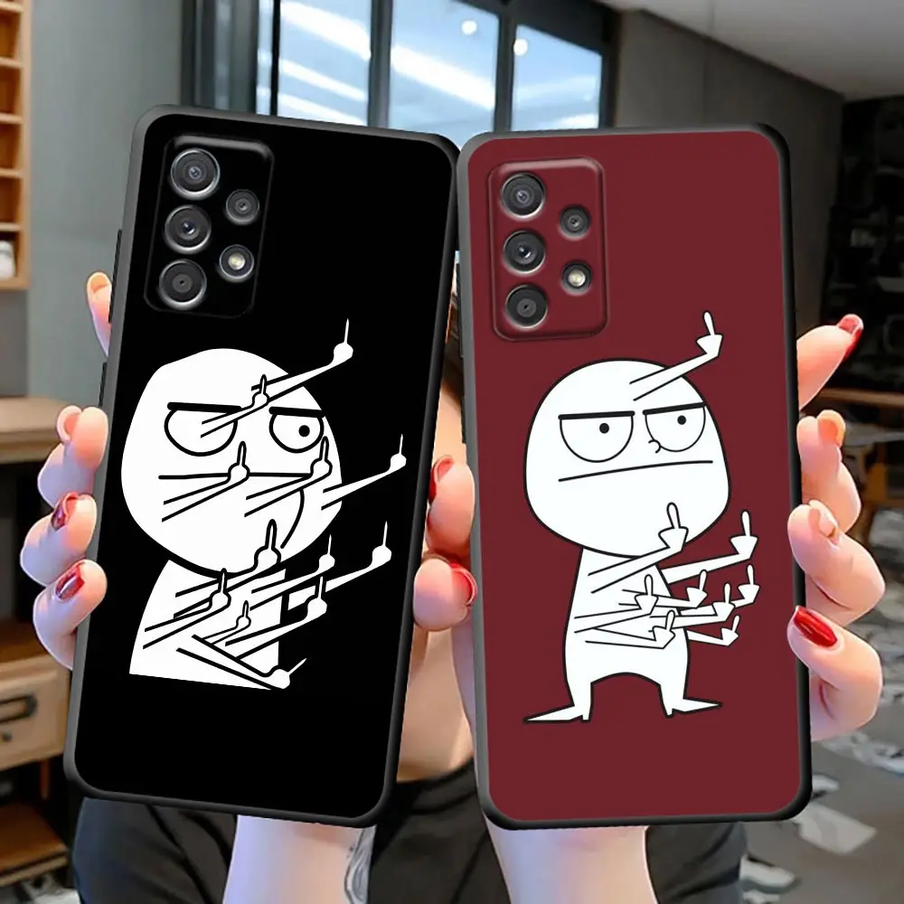 Custodia Funda Coque per Samsung Galaxy S23 S22 S21 S20 FE S10 S24 LITE S9 PLUS custodia ULTRA 5G Cartoon Cute Funny Man dito medio