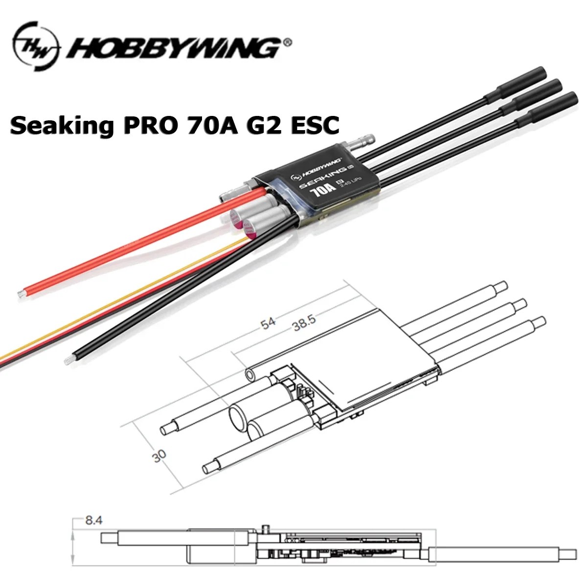Hobbywing Seaking PRO 70A G2 Sensorless ESC 2-4S LiPo Speed Controller for Mini Mono/ECO/Hydro RC Competition Racing Boats