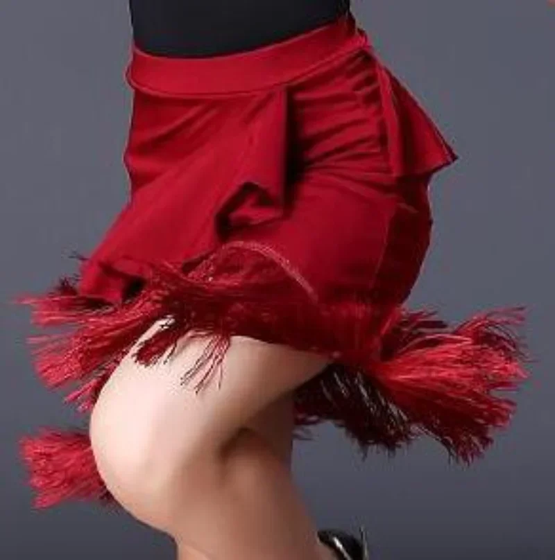 Vestido latino com lantejoulas com franjas para crianças, performance de palco, vestido de competição para meninas