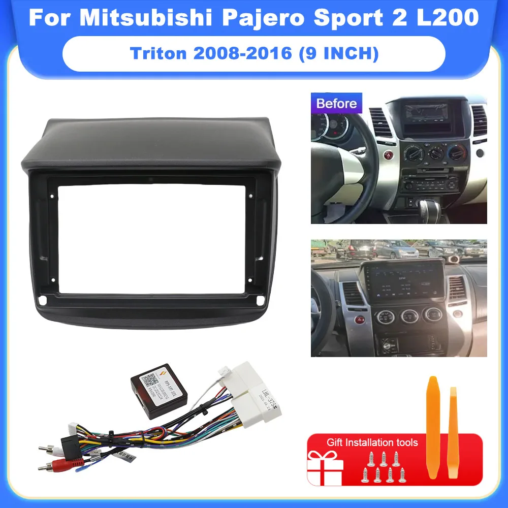 

9-дюймовая Автомобильная панель Fascia, комплект для приборной панели DVD, установочный адаптер, консоль для Mitsubishi Pajero Sport 2 L200 Triton 2008 - 2016