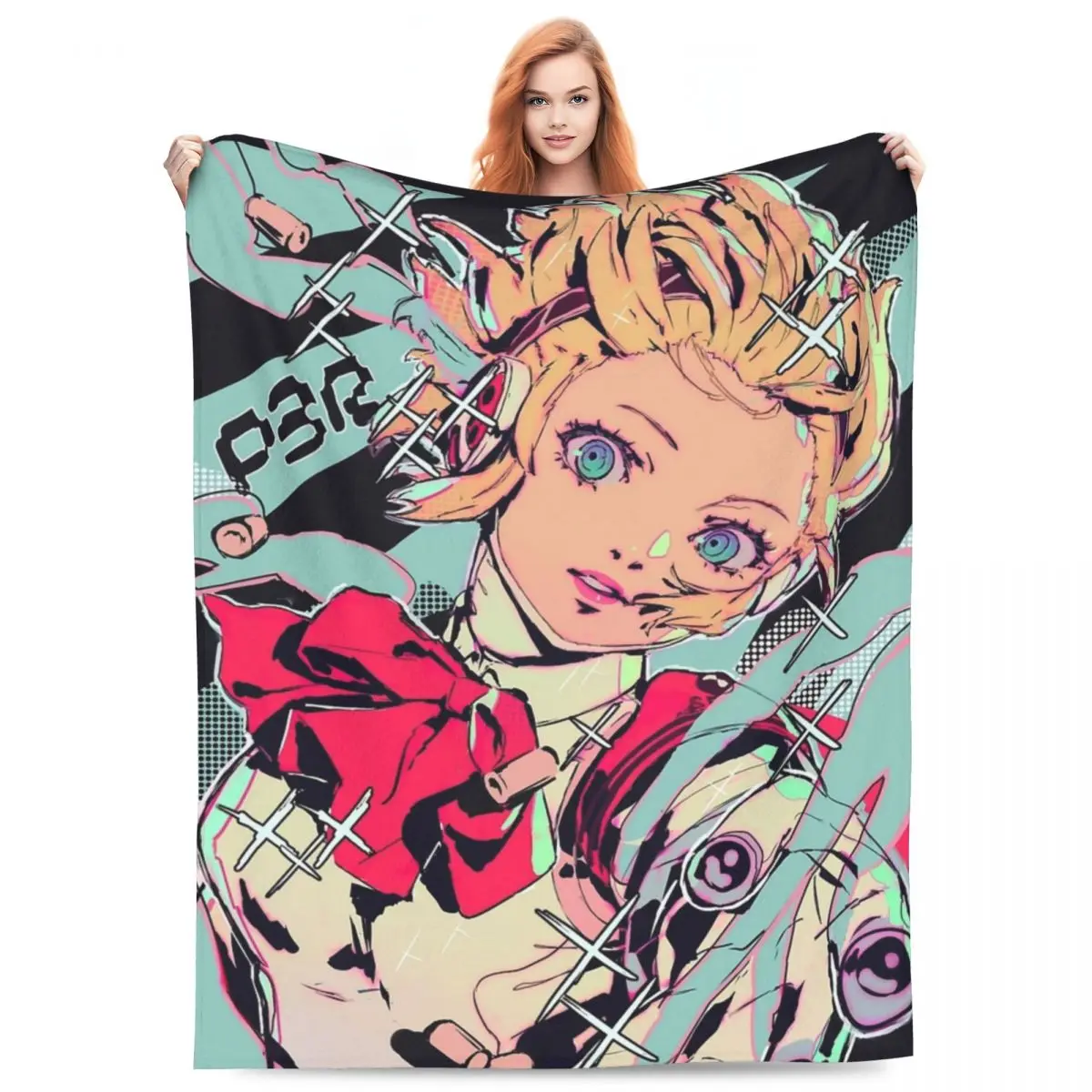 Aigis P3R Blankets Personas 3 Anime Fuzzy Funny Soft Throw Blanket for Bed Sofa Decoration