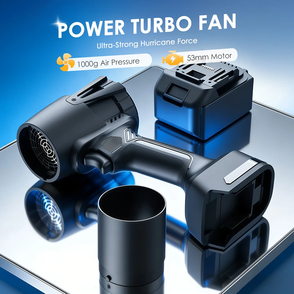 

Powerful Turbo Fan Air Blower 1000g Thrust Portable Electric Dust Cleaner for Leaf & Snow Removal Fits Makita 18V/21V Battery