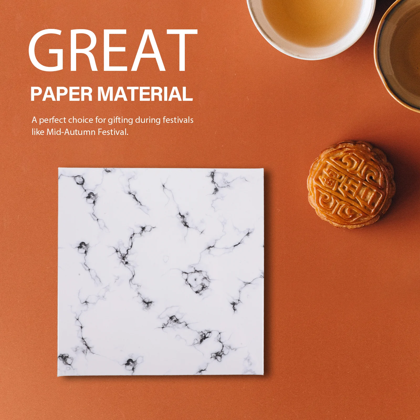 

10pcs Moon Cake Boxes Marble Pattern Premium Paper Material For Festival Gifting Reusable Bakery Container Smooth Surface