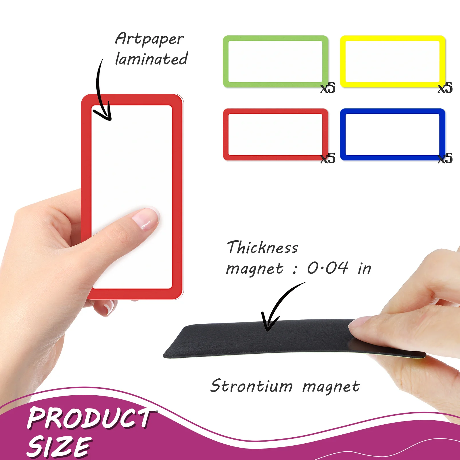 20 قطعة ملصقات السبورة المغناطيسية القابلة للمسح وقابلة لإعادة الاستخدام وقابلة للكتابة 10x5 سنتيمتر لحاويات رفوف الثلاجة متعددة الوظائف