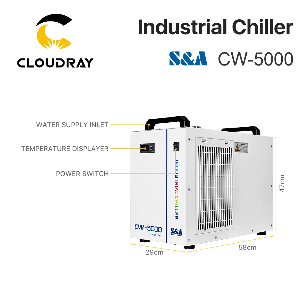 Cloudray S&A CW5000 Industry Air Water Chiller for CO2 Laser Engraving Cutting Machine Cooling 80W 100W Laser Tube