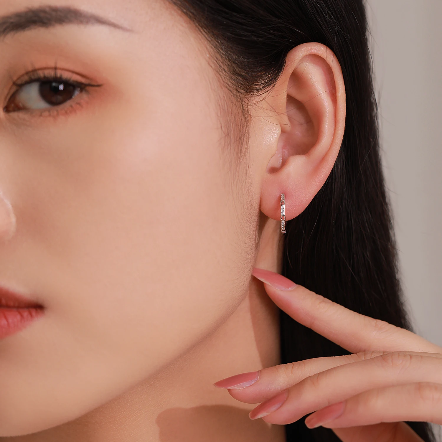 Ailmay 925 Sterling Silver Classic Zircon Hoop Earrings for Women hollow out Simple Metal Hoops, Minimalist Jewelry Gift