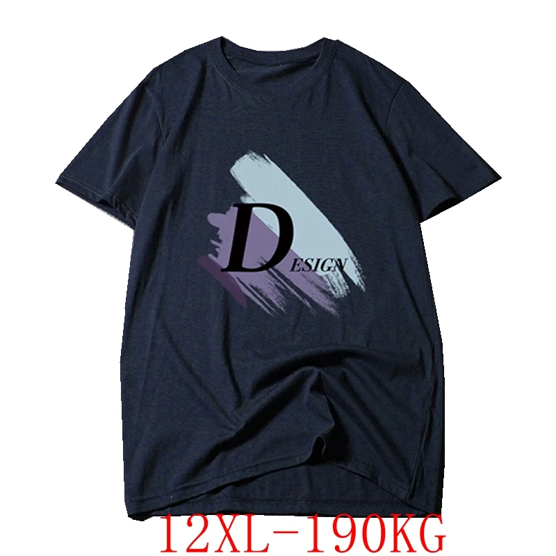 Summer Plus Size Casual T-Shirt 190kg 12XL 10XL 9XL 8XL Fashion Men's Round Neck Short Sleeve Cotton Printed T-Shirt