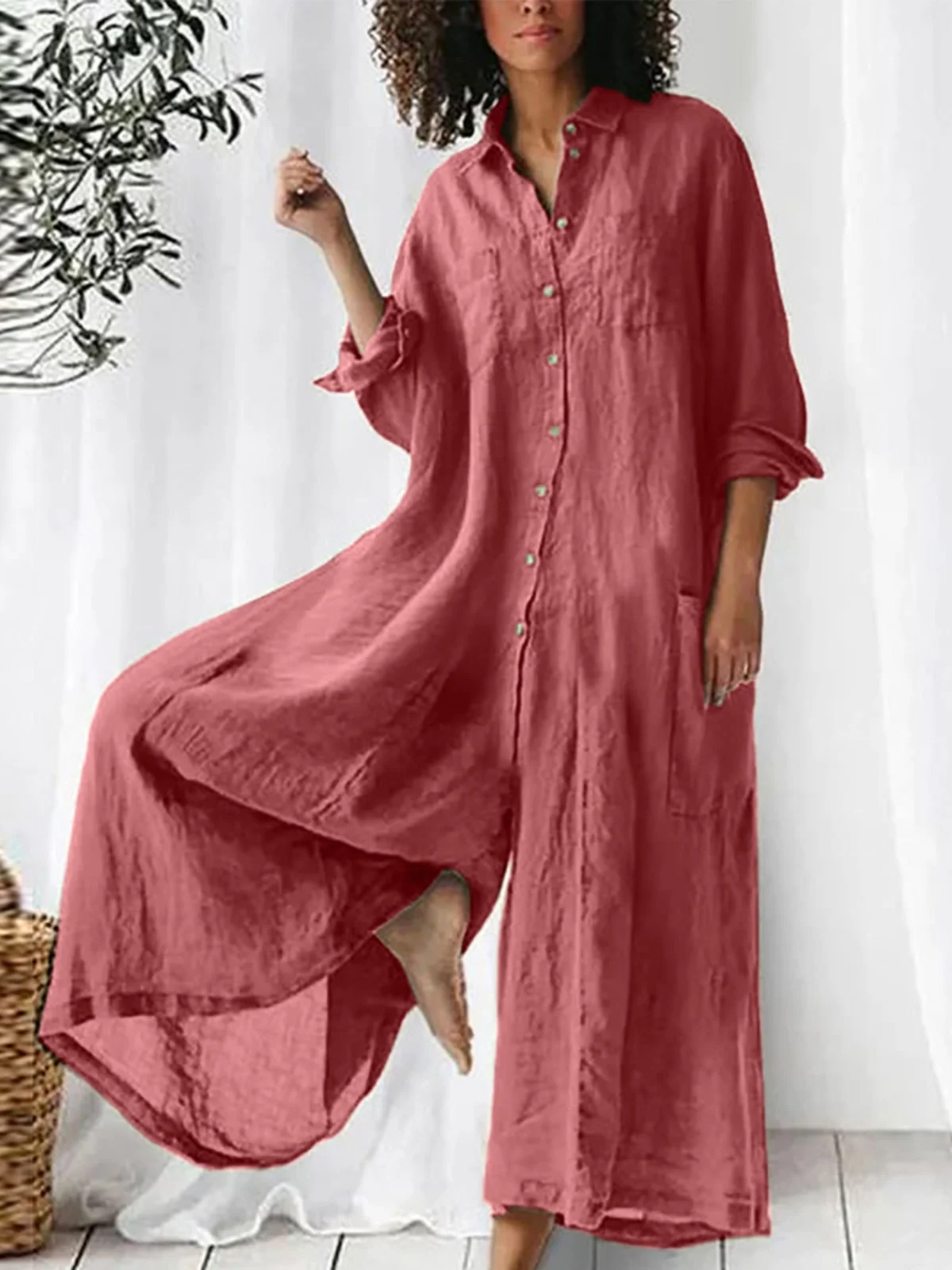 Tuta casual da donna ampia irt Pantaloni a gamba dritta a vita alta Pantaloni lunghi da strada Sle Nessun marchio registrato di marca