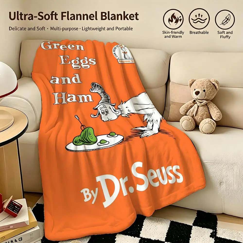 book T-The Cat in the Hat-T Throw Warm Soft Flannel Blanket, Multi-use for Sofa Bed Camping Travel Nap