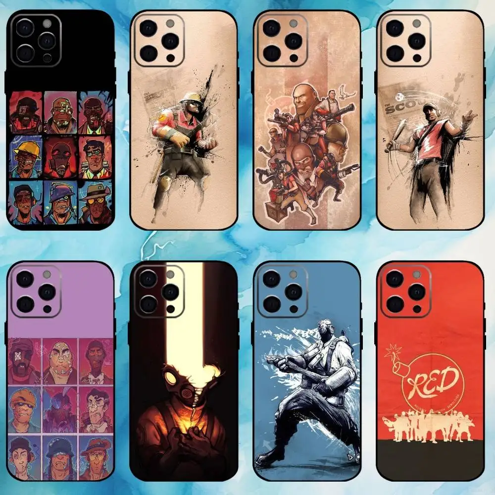 

Team F-Fortress 2 Phone Case For iPhone17,16,15,14,13,12,11 Plus,Pro Max Soft Black Cover