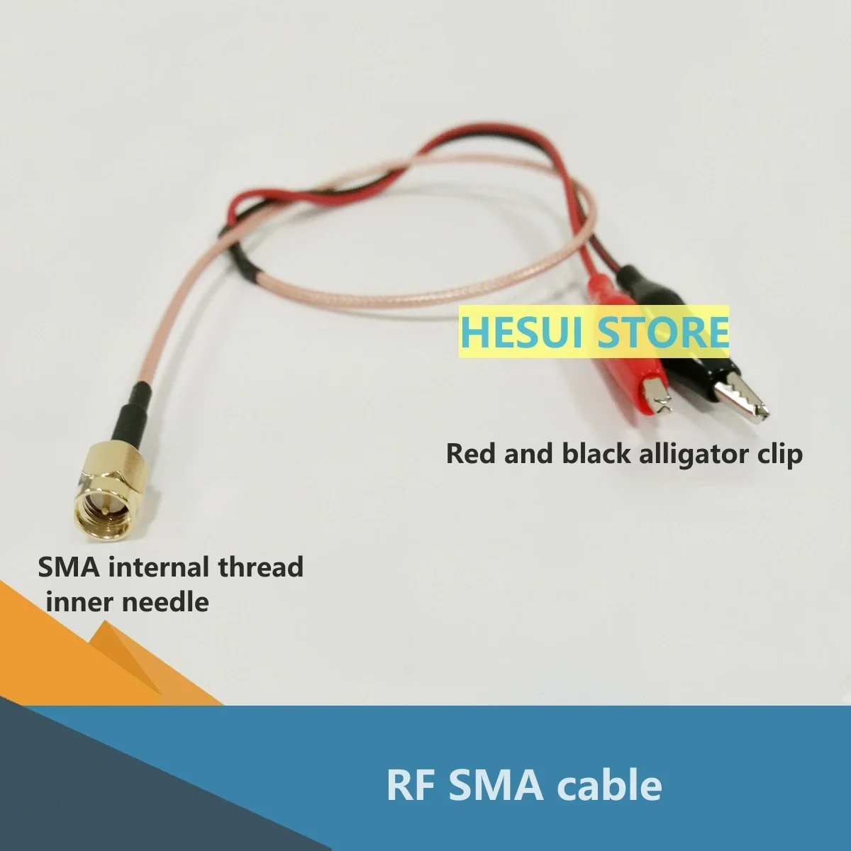 RF SMA cable internal thread inner needle to red and black alligator clip test line connected to RG316 line 50cm long