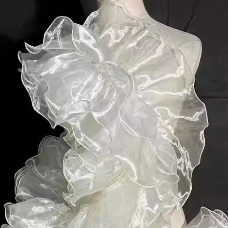 

1meter Irregular Water Wave Lace Tulle Fabric Home Sewing Handmade DIY Mermaid Tail Evening Womens Summer Dress Crafts Materials