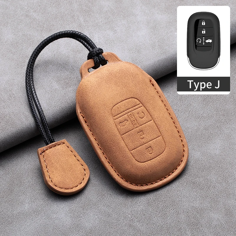 

New Fashion Leather Car Key Fob Case Cover For Honda Civic 10th 8th Gen Fit Accord CRV City Civic Jazz BRV BR-V HRV HR-V Odyssey