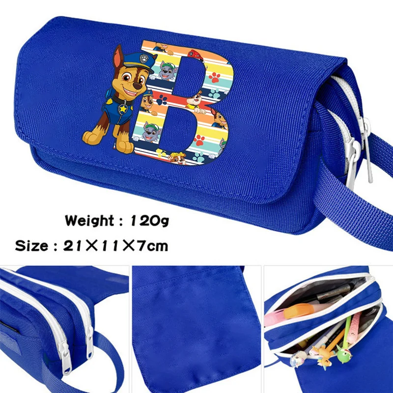 Paw Patrol Large Capacity Double-layer Pencil Case Cartoon Letter A-Z Printed Pen Bag Students Fashion Stationery Storage Box