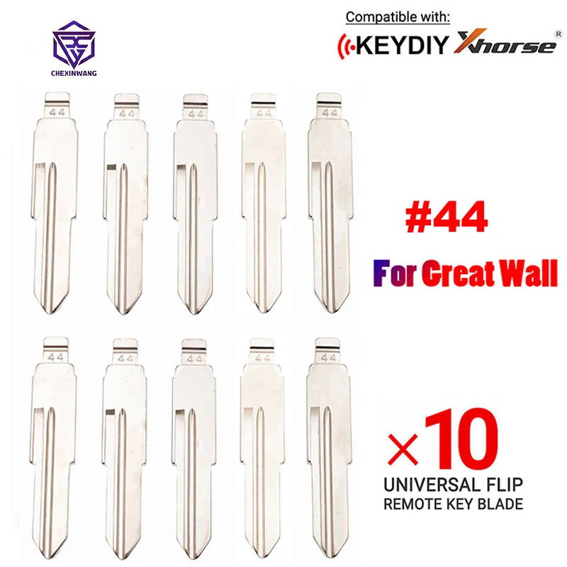 10Pcs/Lot NO.44 Blank Uncut Remote Metal Blade Flip Car Key Blade for Great Wall M1 Replacement for KD KEYDIY Xhorse