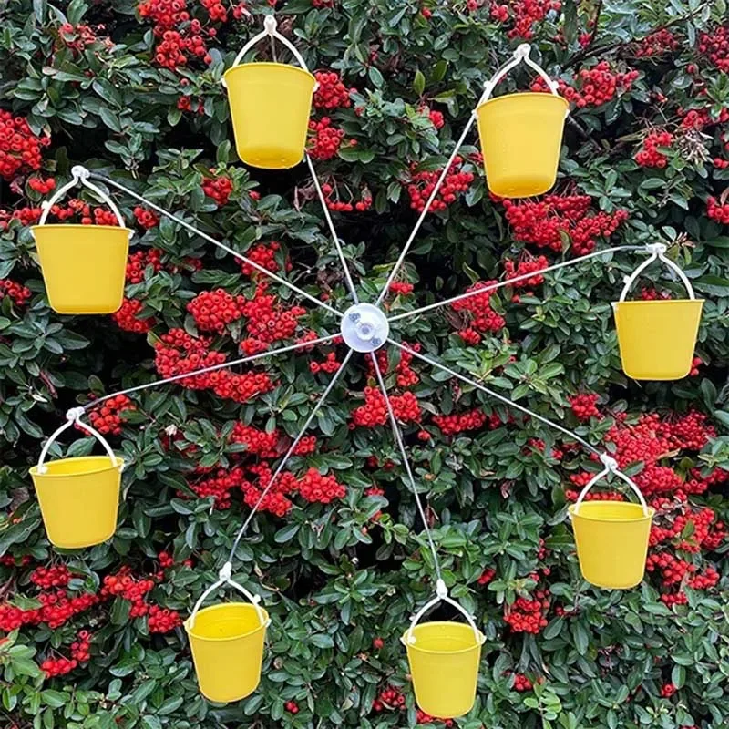 Ferris Wheel Bird Feeder Outdoor Decorative Bird Food Rack Perch Birds Wheel Toy With 8 Feeding Buckets Outdoor Bird Feeder