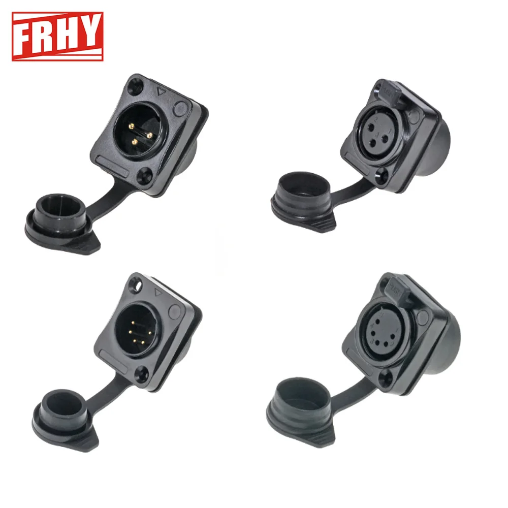 1Pcs Waterproof 3Pin 5Pin XLR Male/Female Panel Mount Socket Male/Female Dustproof Audio Connector for Speaker