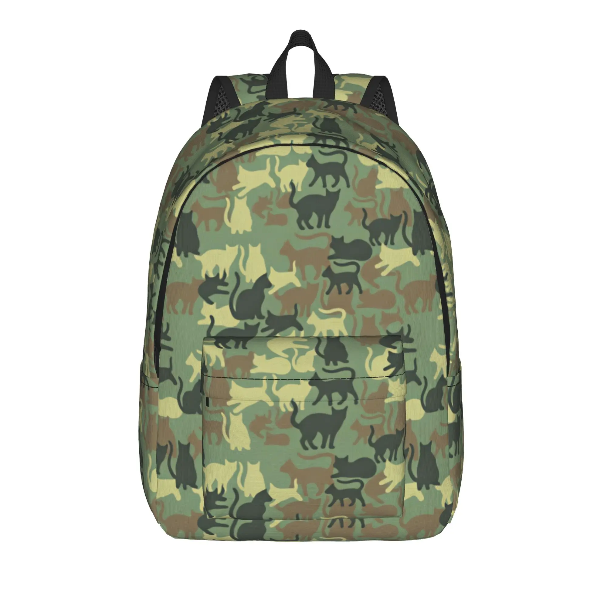 Cute Cat Camouflage Backpack  Travel Backpacks Girl Custom Lightweight High School Bags Novelty Rucksack