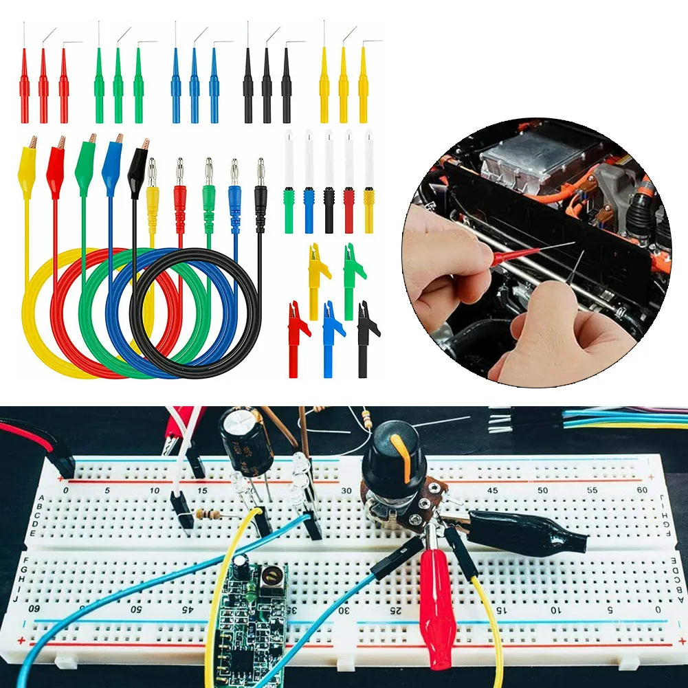 

Compatible with Automotive Industrial HVAC Electrical Marine etc 30pcs Multimeter Test Leads Set Back Probe Kit