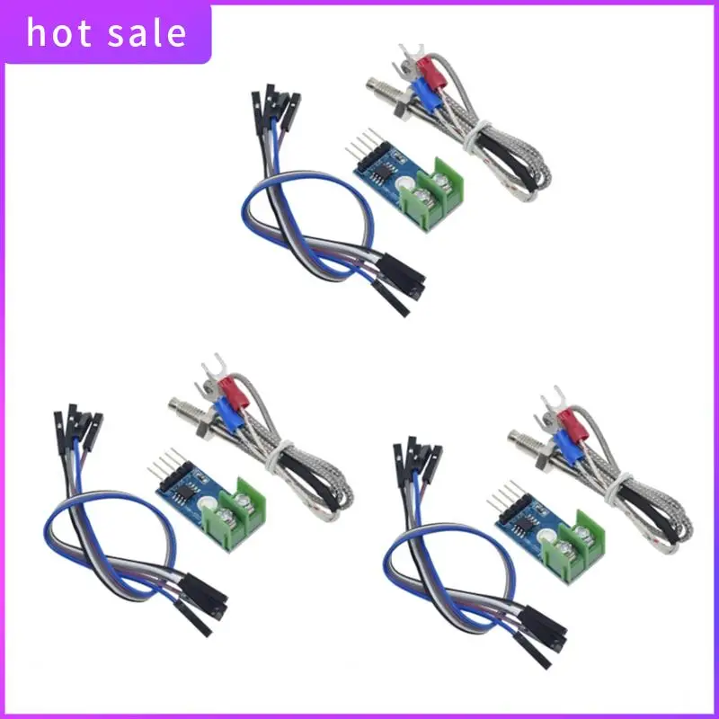 3 conjuntos de módulo dc 5v max6675 + sensor de temperatura termopar tipo k m6 para arduino raspberry pi