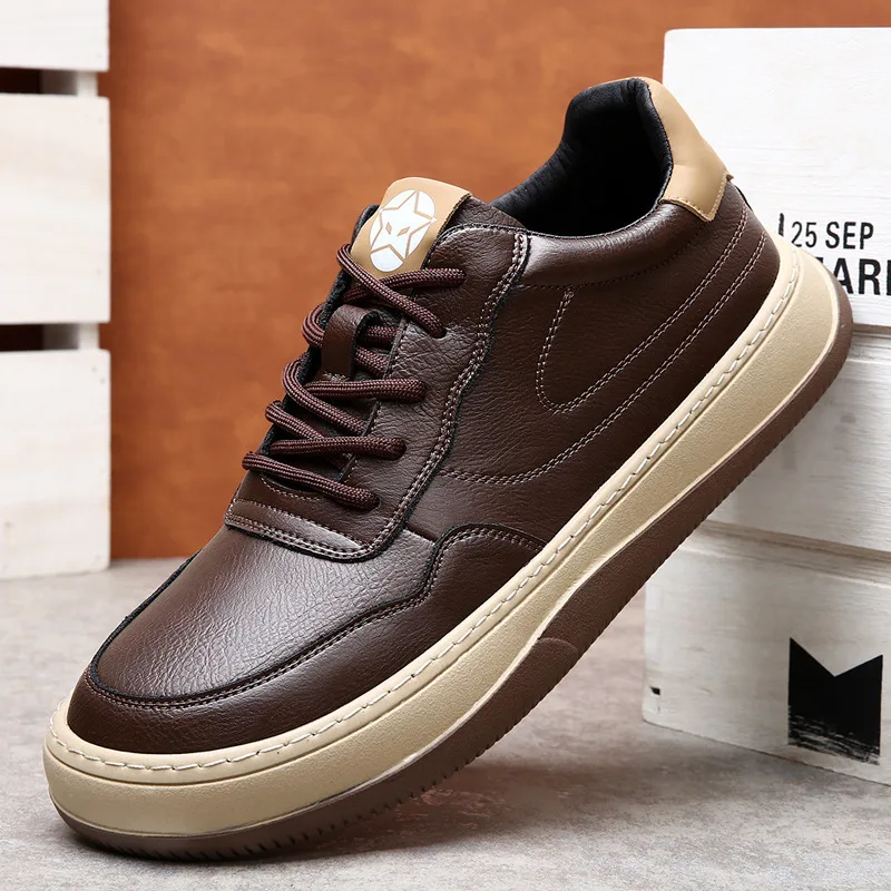 

Новые мужские туфли 2026 года: весенние дышащие повседневные туфли из натуральной кожи, спортивные кеды, модные универсальные мужские туфли