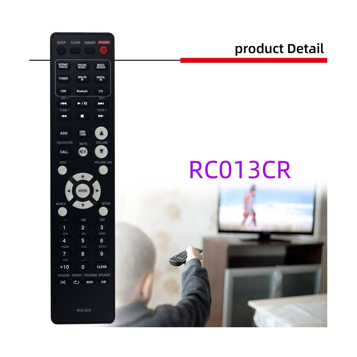 Remote Control RC013CR Replaced for Marantz CD Receiver MCR611 MCR611U M-CR611 M-CR611U Accessories