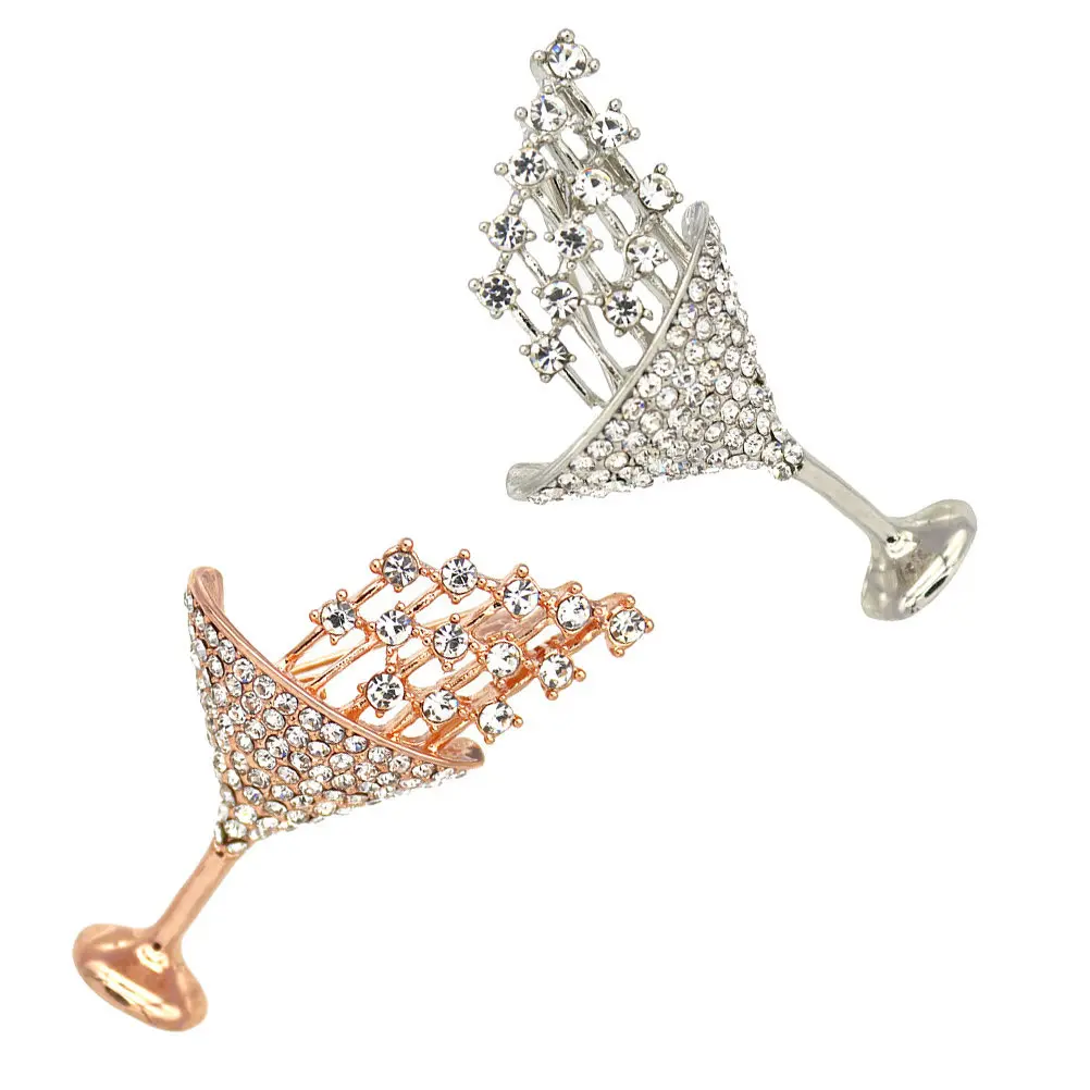 2 broches con forma de copa de cóctel, elegantes y creativos, ideales para fiestas, complementan suéteres, trajes, chales, regalo para festivales