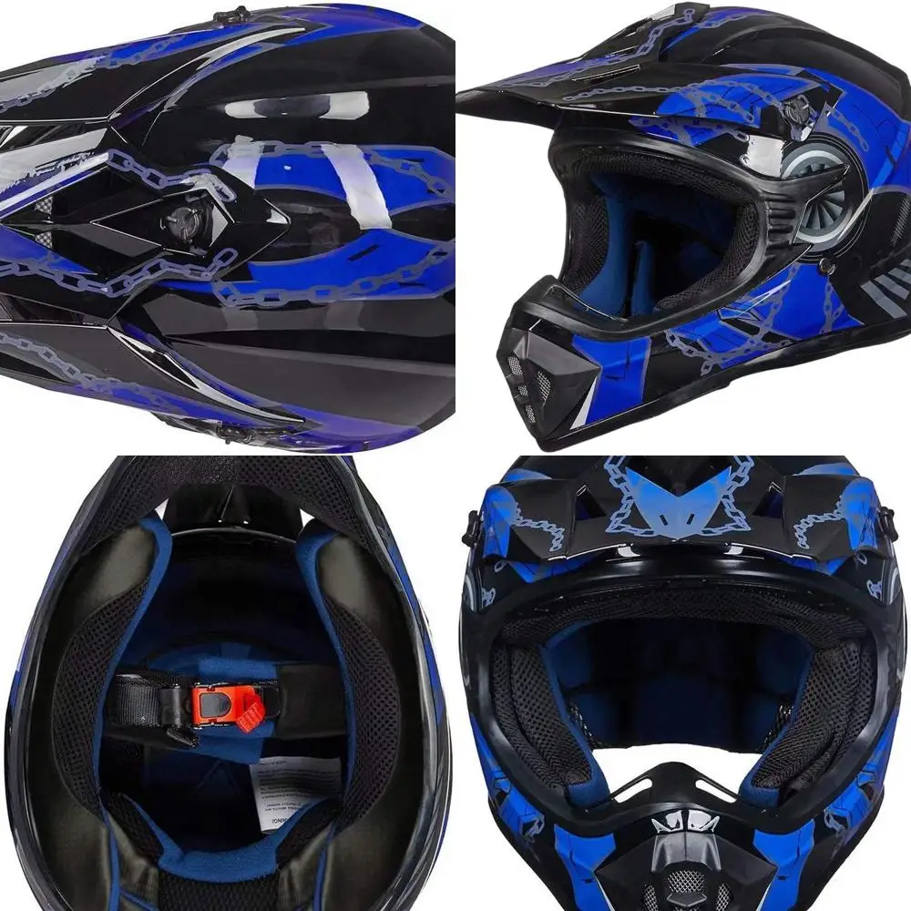 

Молодежные велосипедные шлемы для мотокросса, квадроцикла, BMX и езды по бездорожью, сертифицированные DOT, синие и черные, молодежный большой размер