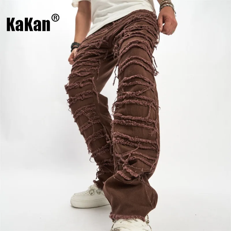 

Kakan's New European and American Men's Jeans, Slim Fit Elastic Casual Embroidered Patch Long Jeans K9-736