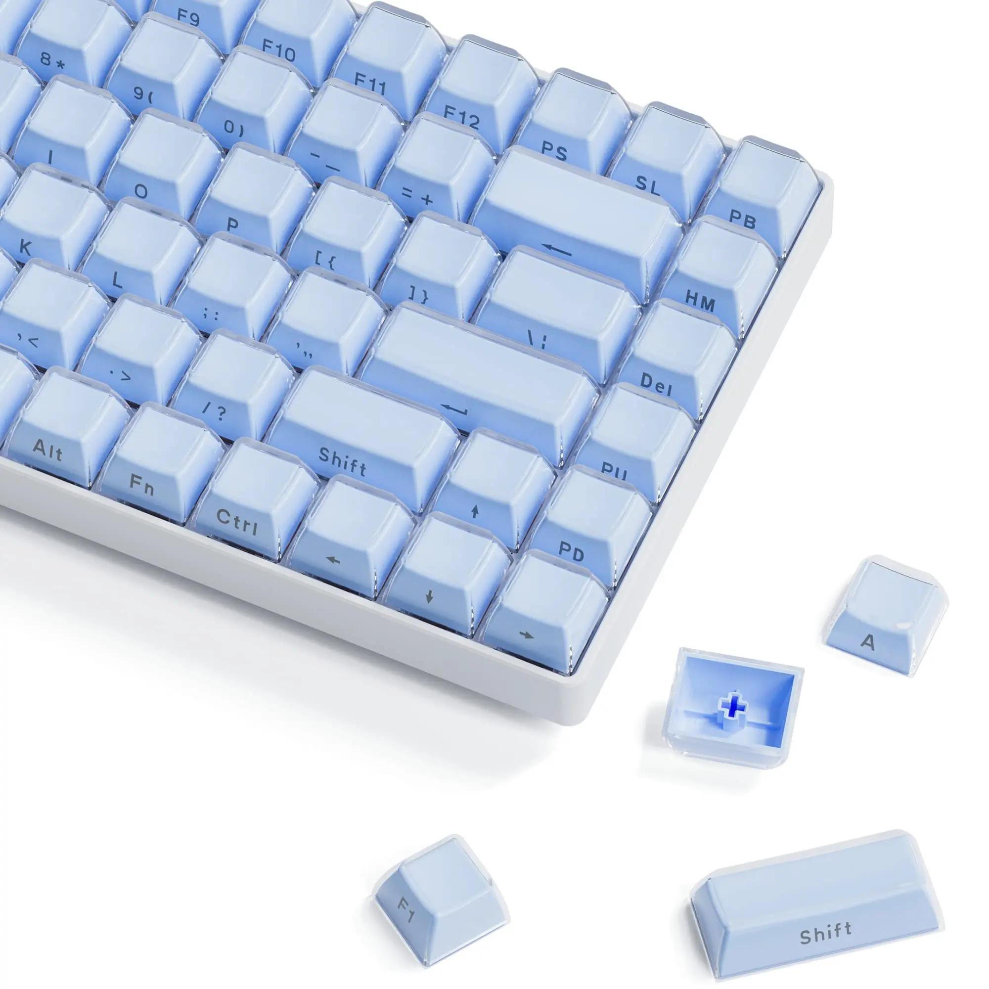 113 Key Jelly รอบด้านข้างคริสตัลน้ําแข็ง Keycaps โปร่งแสง OEM Key สําหรับ Cherry MX Switch 61 68 104 แป้นพิมพ์เครื่องกล