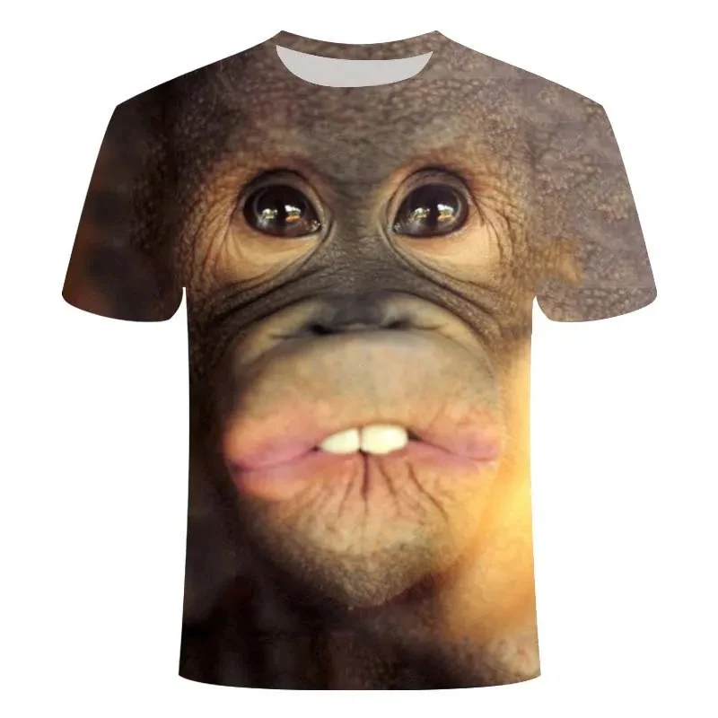 Interest Monkey Print T Shirts for Children's Boy Girl Shirt Summer Casual Animal Kids Clothes T-Shirt Short Sleeve Tops