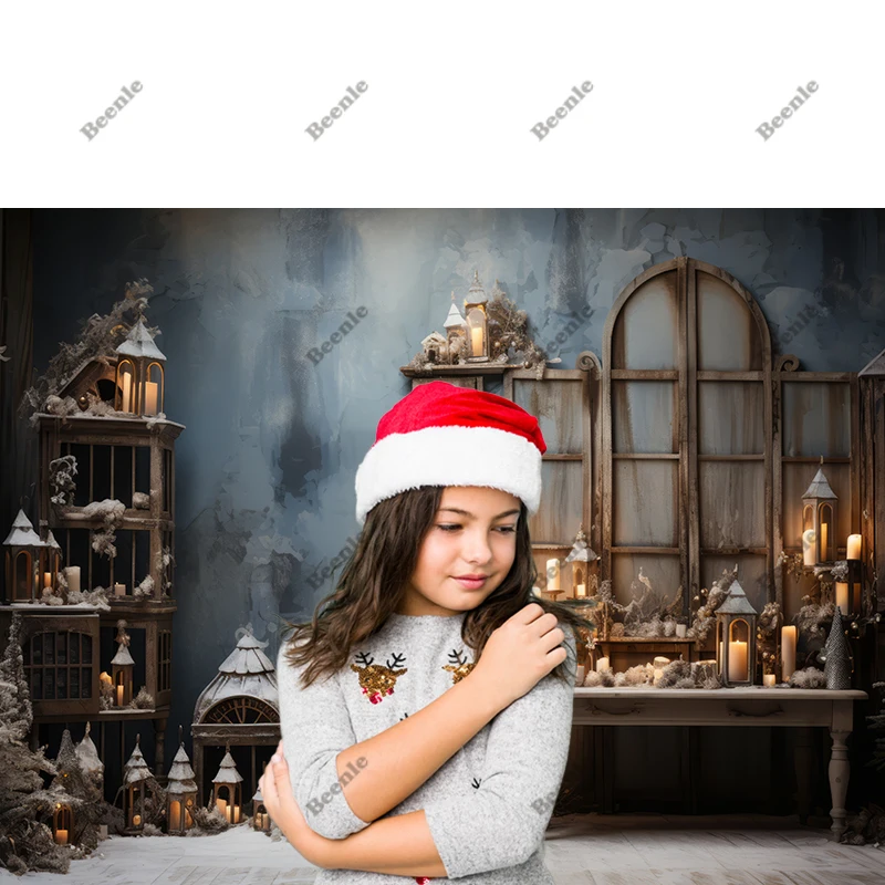 Beenle Merry Christmas Photography Background Tree Gift Window Fireplace Family Portrait Party Decor Backdrop for Photo Studio