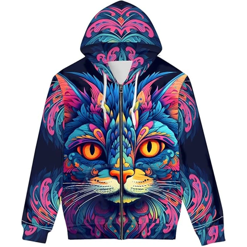 USA Flag Men's Zip Up Hoodies Autumn Fashion Skull 3D Printed Street Hip Hop Hooded Sweatshirts Long Sleeve Oversized Pullovers — zdjęcie 6