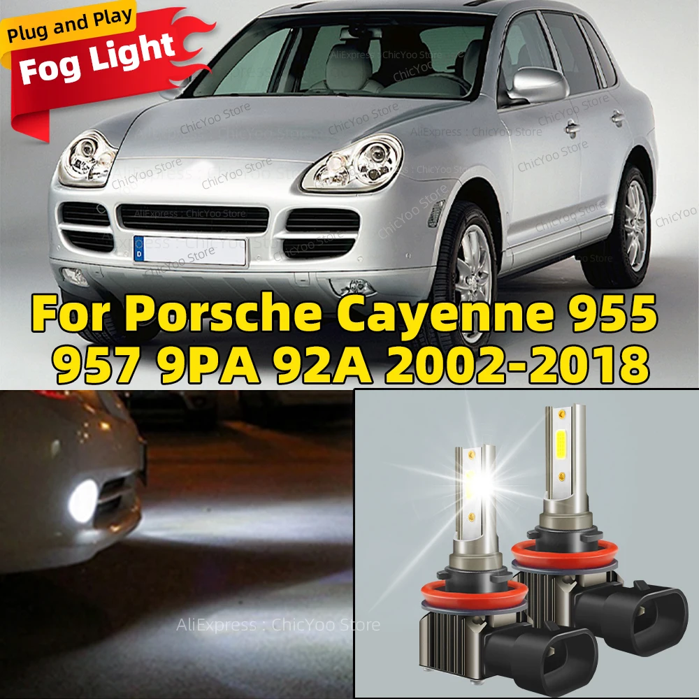 2pcs LED Fog Lamp Fanless Bulbs 15000LM 6000K Fog Light For Porsche Cayenne 955 957 9PA 92A 2002 2003 2004 2005 2006 2007-2018