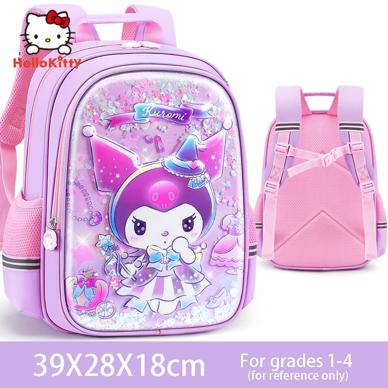 Miniso kuromi Girl Cartoon Backpack Schoolgirl Grade 1-4 cute Schoolbag Primary Student Waterproof School Bag Pupil Fashion Gift