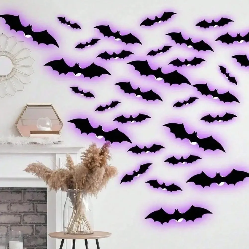 Halloween Decoration 3D Black PVC Bat Halloween Party DIY Decor Wall Sticker Bar Room Halloween Party Scary Decos Props