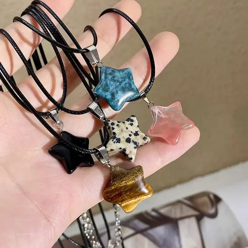

Star Crystal Pentagram Pendant Necklace Sacred Healing Gemstone Natural Stone Pendant for Women Girls Necklace Crystal Healing