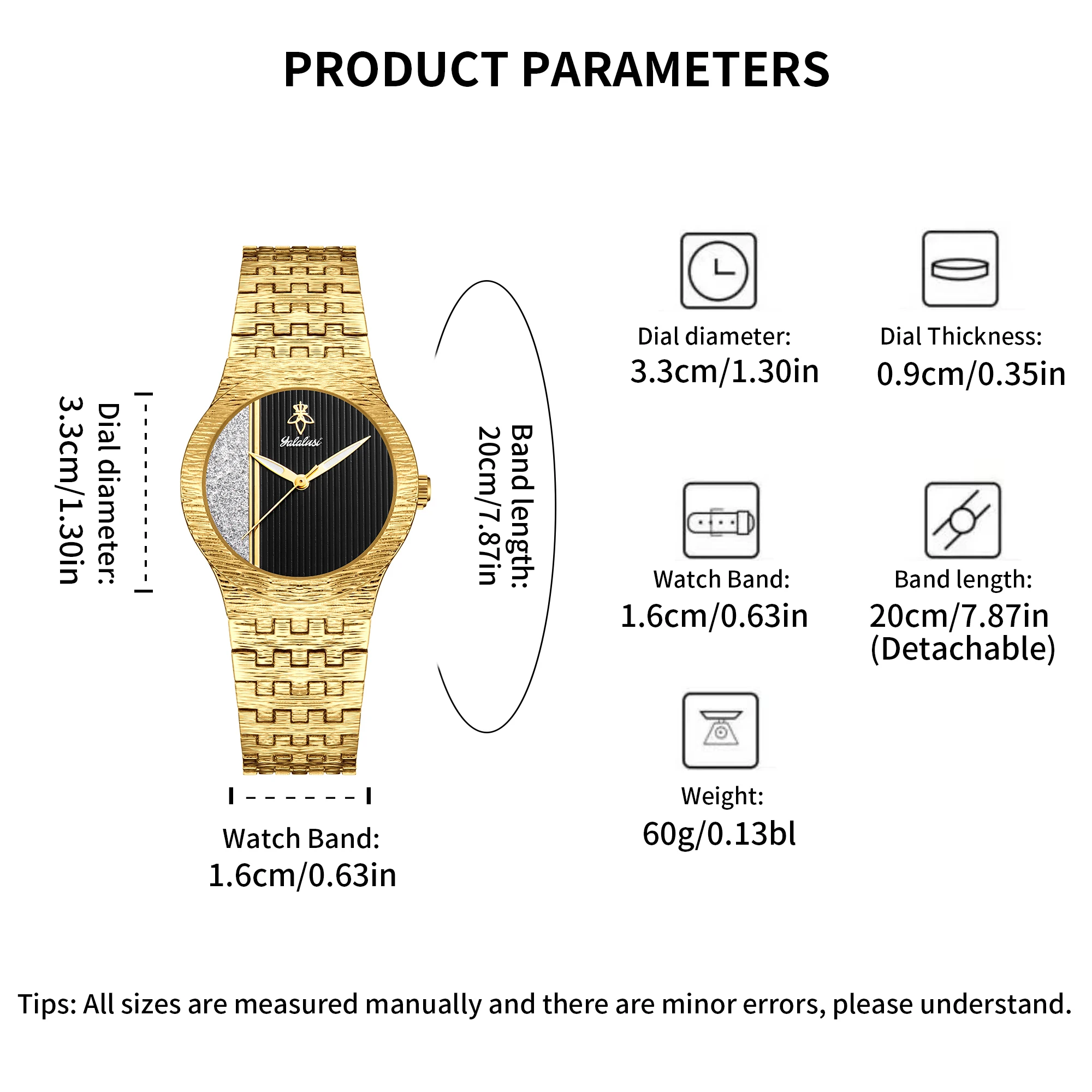 YaLaLuSi Fashionable Round Glitter Multi-Colour Quartz Watch with Steel Strap – Casual Unisex Timepiece, Perfect as a Gift Reloj