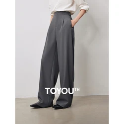 TOYOUTH-calça casual feminina, reboque de cintura alta, calças largas e largas, estilo Maillard novo, outono, 2022