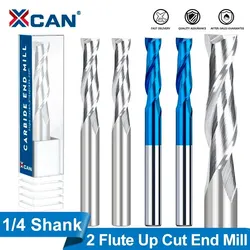 XCAN End Mill UP Cut Spiral Router Bit 1/4 6.35mm Shank Carbide Milling Cutter for Woodworking